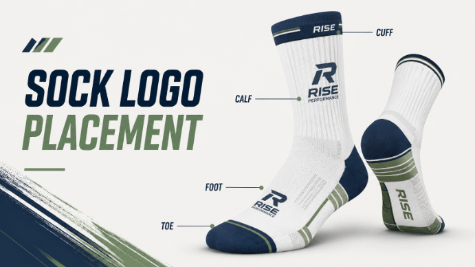 Logo Placement on Custom Socks: Calf, Cuff, Foot, and Toe Areas